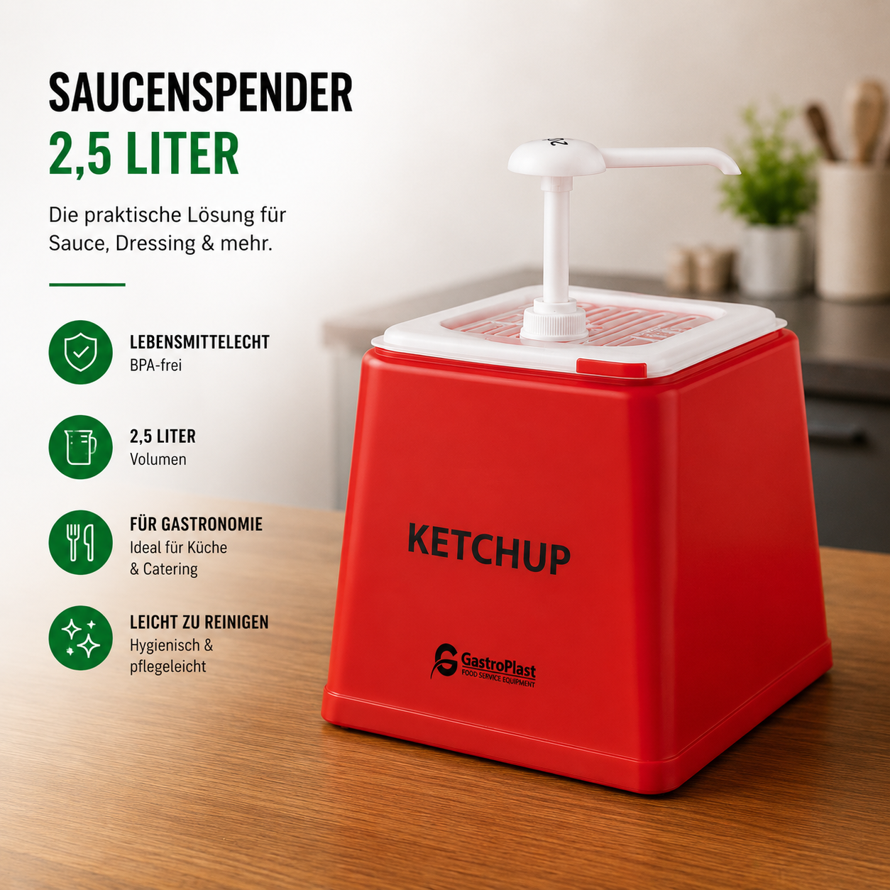 Saucenspender 2,5 L mit farbigem Stativ