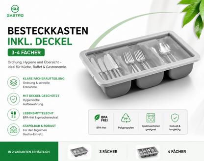 Besteckkasten inkl. Deckel, 3-4 Fächer